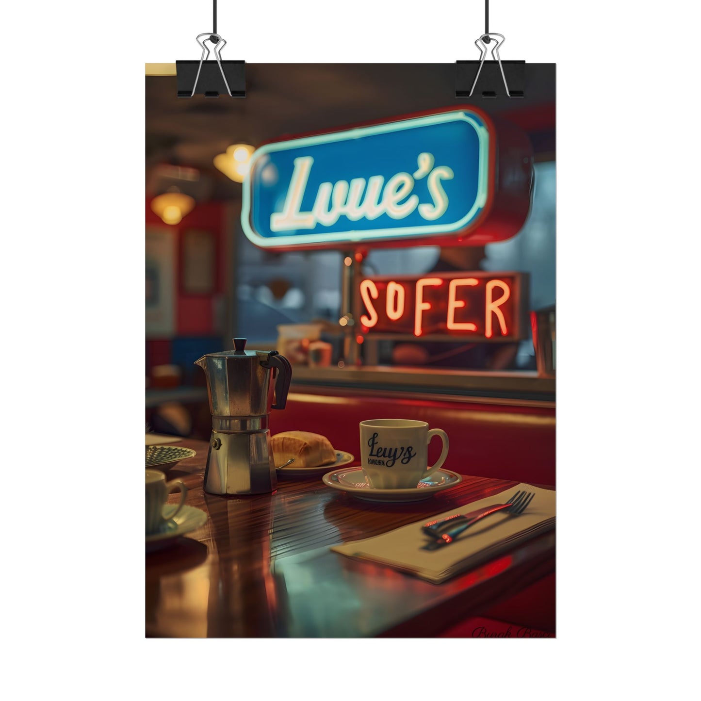 Retro Kitchen Diner Scene: Cozy Coffee Moment - Poster