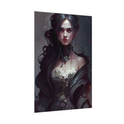 Black Haired Female Portrait: Elegant Outdoor Beauty - Poster