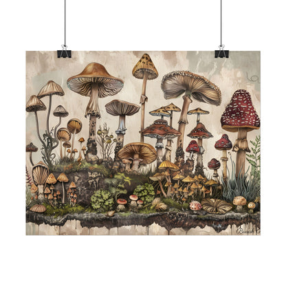 Vintage Mushroom Illustrations: A Collection of Unique Fungi - Poster