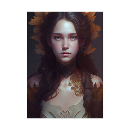 Brown Hair Female Portrait: Artistic Style Digital Art - Poster