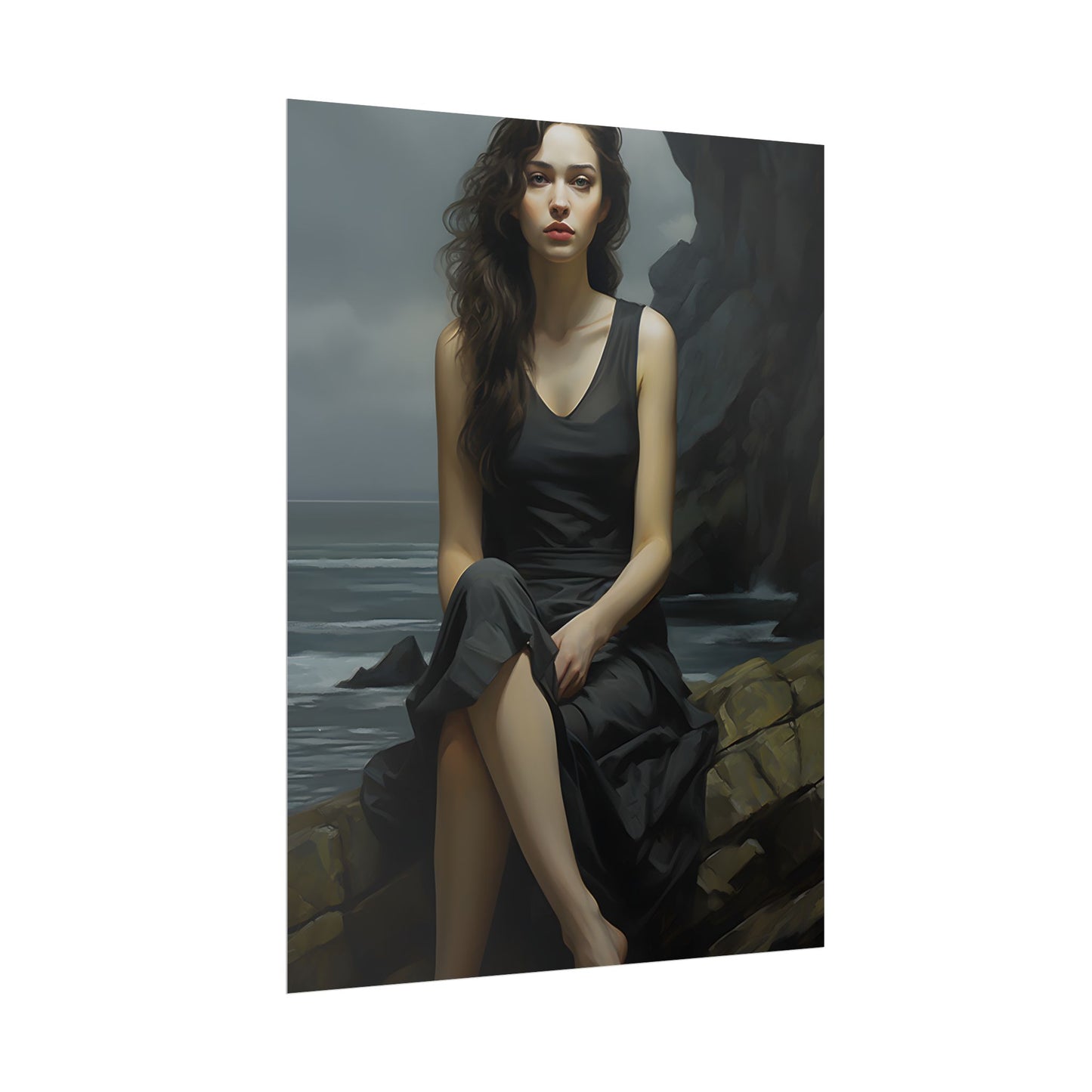 Serene Face with Glasses: Neutral Expression Art - Poster