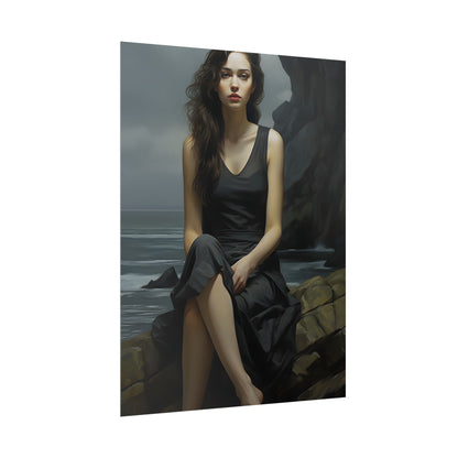 Serene Face with Glasses: Neutral Expression Art - Poster