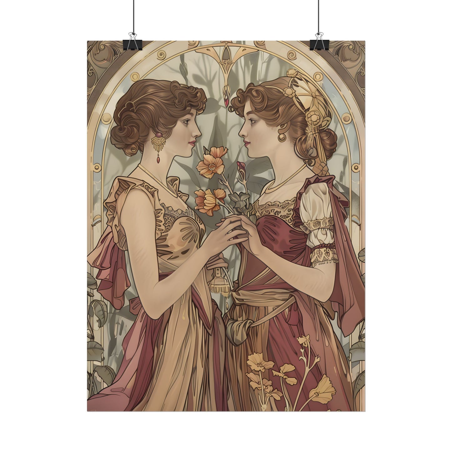 Middle Eastern Floral Beauty: Traditional Attire Digital Art - Poster
