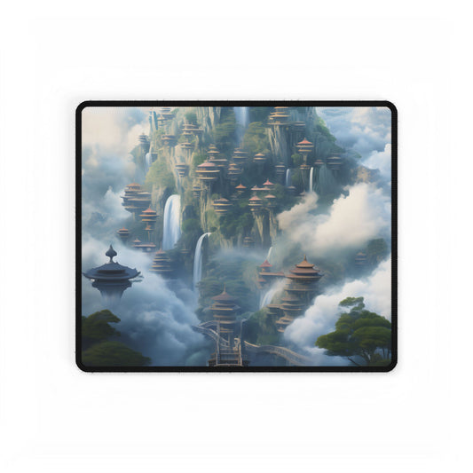 Surreal Floating City: Celestial Fantasy Realm Artwork - Desk Mat