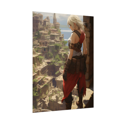 Dramatic Anime Female: Birds Eye View Illustration - Poster