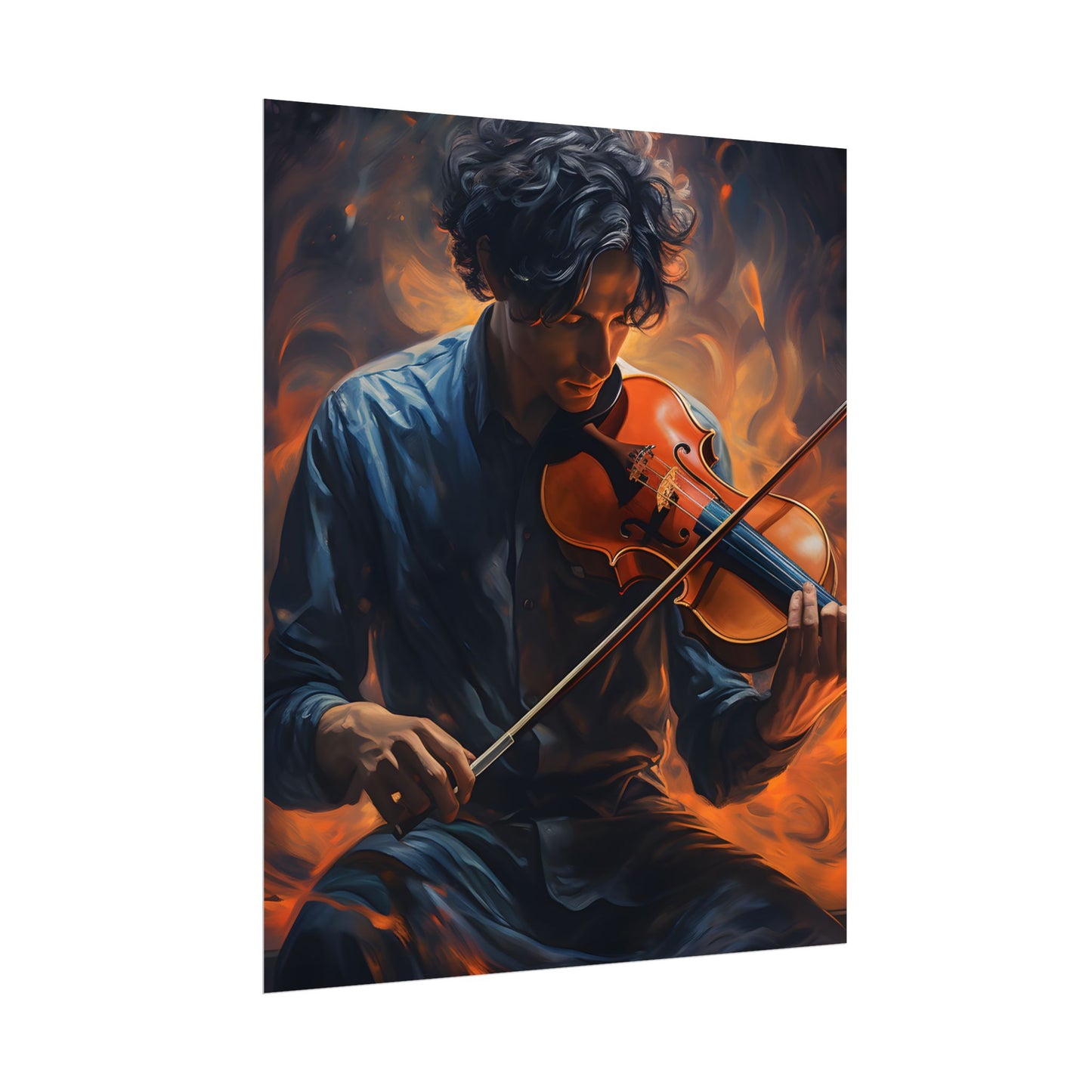 Mysterious Musician Portrait: Enigmatic Eyes Artwork - Poster
