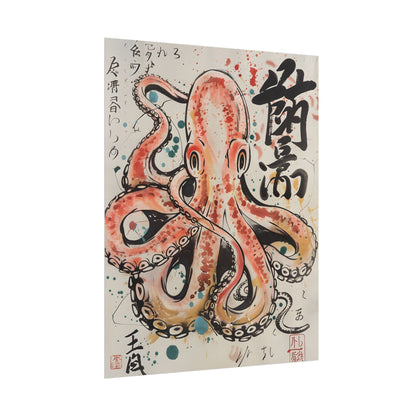 Traditional Japanese Octopus Artwork: Ukiyo-e Print - Poster