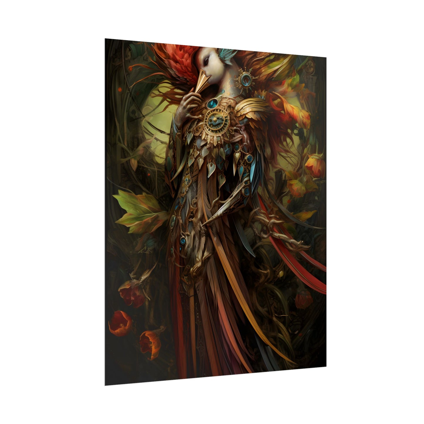 Grand Statue of a Majestic Bird in Serene Setting - Poster