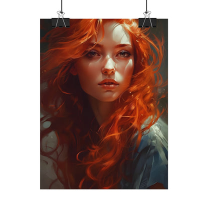 Redhead Female Portrait: Realistic Digital Artwork - Poster