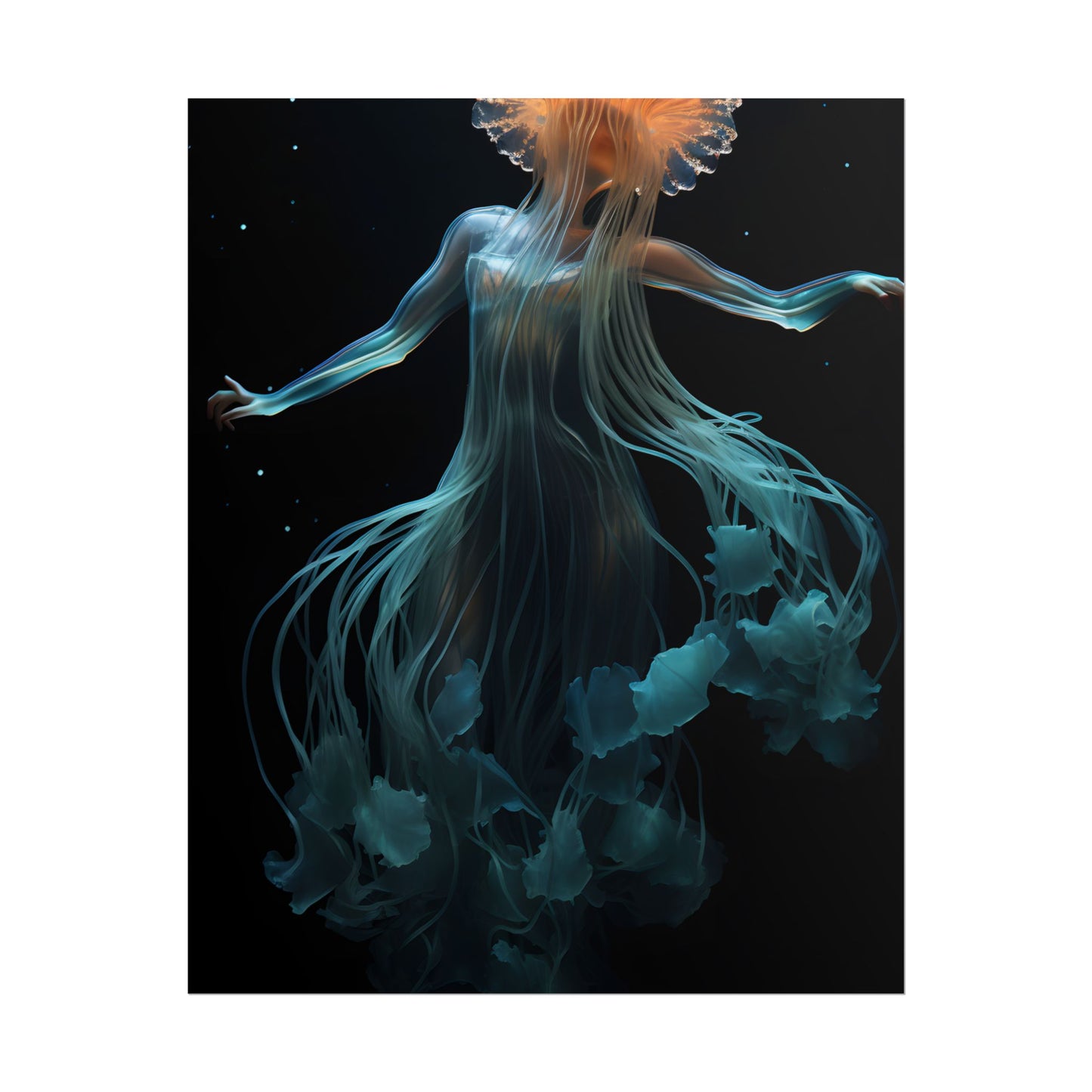 Underwater ballet of luminescent beauty: A dance in motion with oceanic harmony - Poster