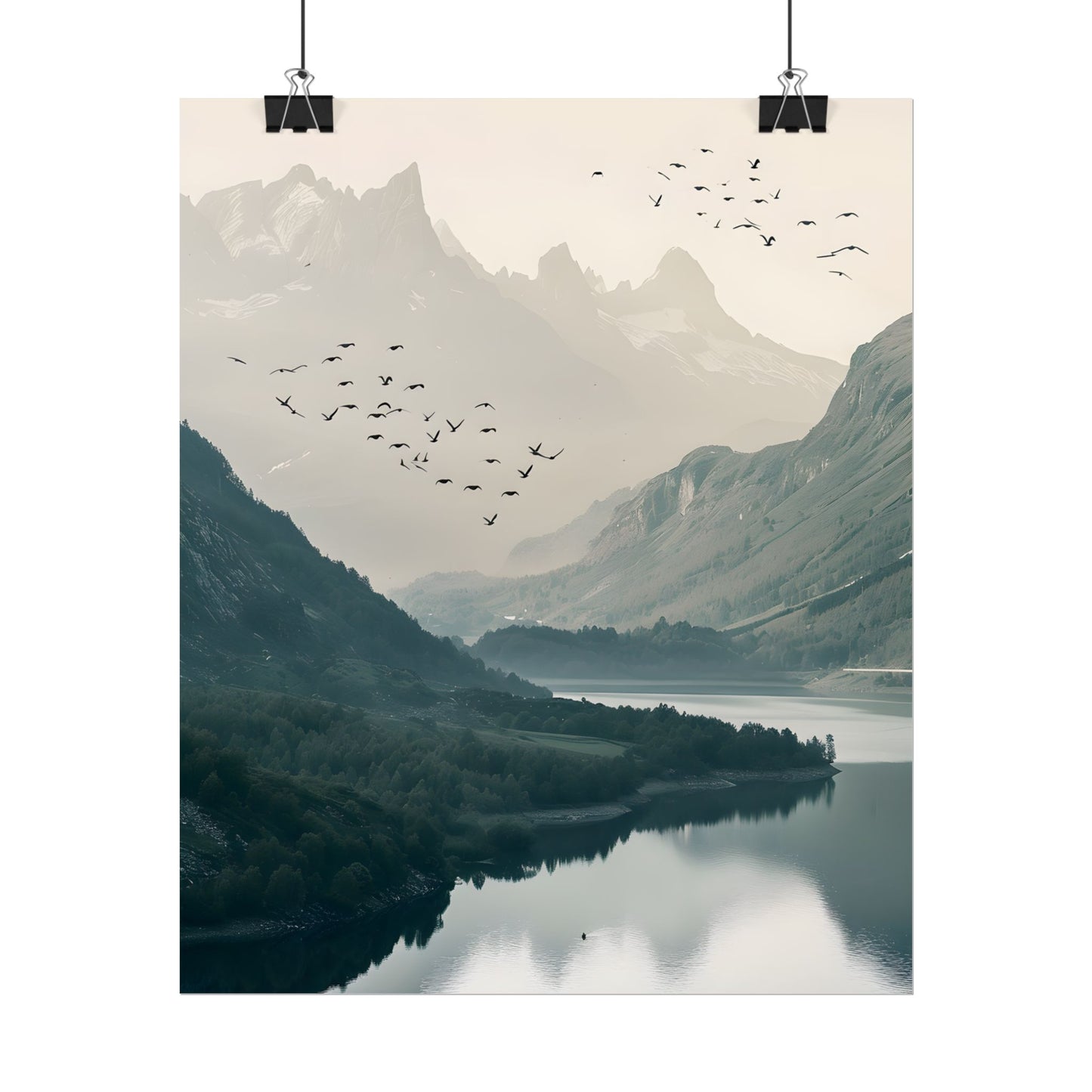Serene Mountain Lake: A Peaceful Nature Artwork - Poster