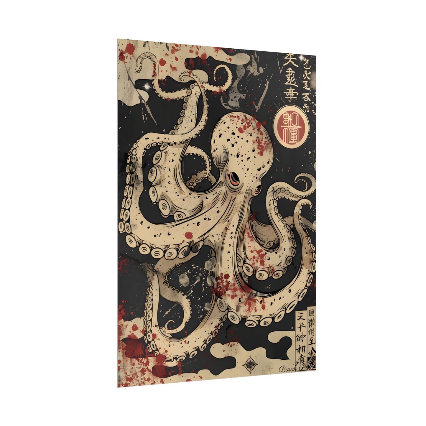 Stylized Japanese Octopus: Minimal Artwork - Poster