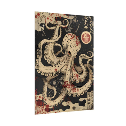 Stylized Japanese Octopus: Minimal Artwork - Poster