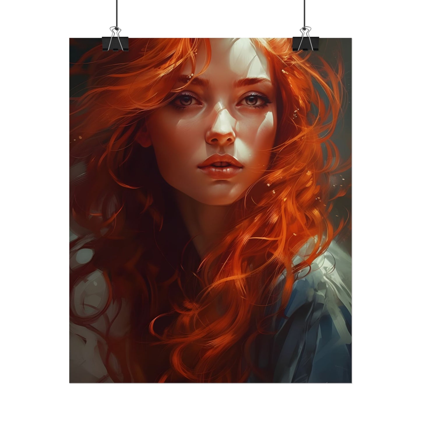 Redhead Female Portrait: Realistic Digital Artwork - Poster