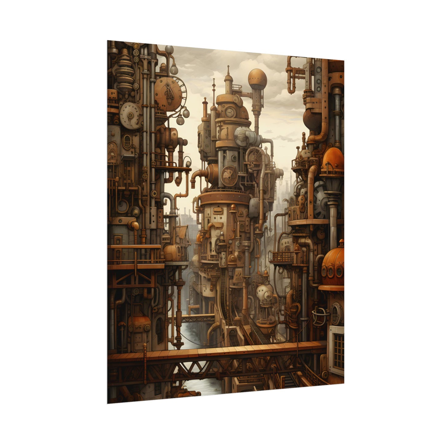 Steampunk Cityscape: Vintage Parisian Dreamscape - Poster