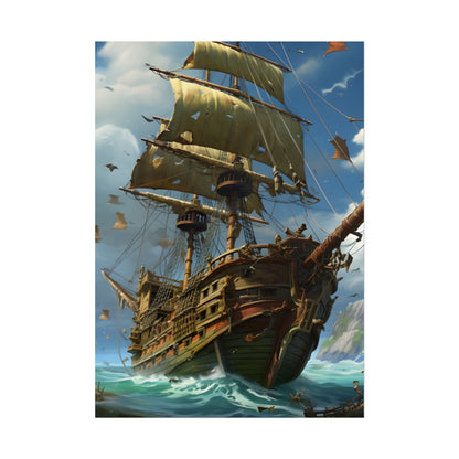 Swashbuckling Time-Traveling Pirate Crew: Colorful Artwork - Poster