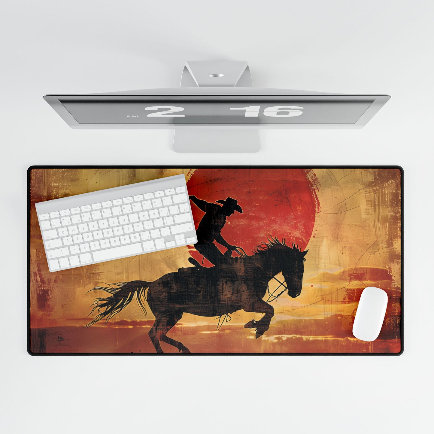 Rodeo Cowboy: Riding a Bucking Bronco - Desk Mat