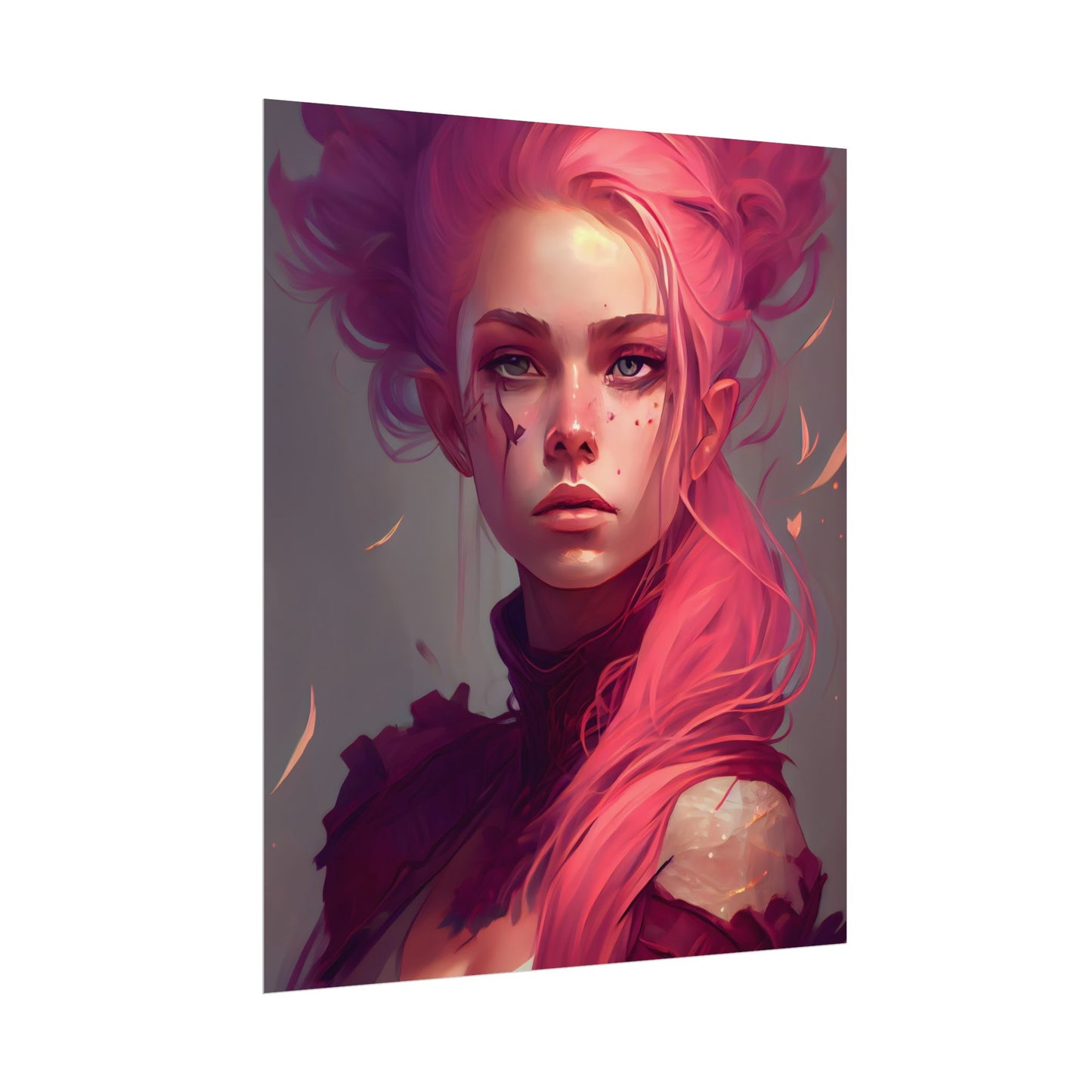 Enigmatic Portrait: Pink Hair in Darkness - Poster