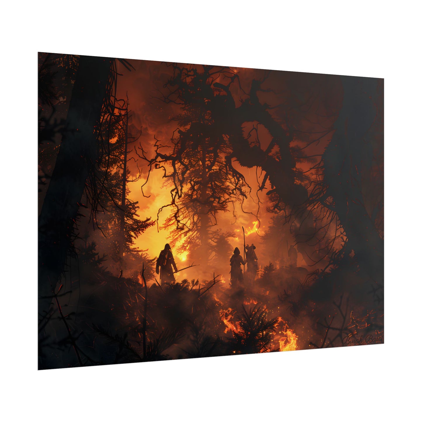 Misty Sunset Forest: Group Gathering - Poster