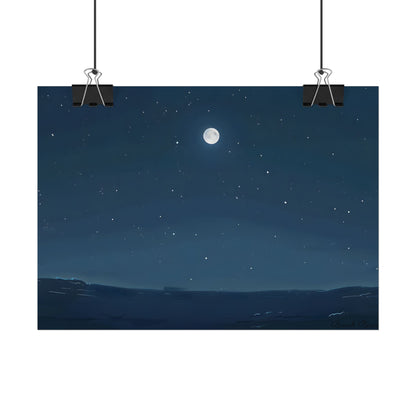 Starry Night Sky: Minimalist Beauty in Blue - Poster
