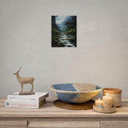 Breathtaking Blue Waterfall: Oil Painting Masterpiece - Poster