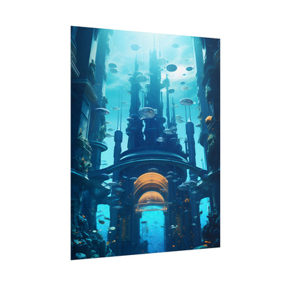 Futuristic Underwater Metropolis: Glass Cityscape - Poster
