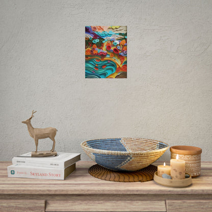 Paper Quilled Beach Bliss: Artistic Coastal Landscape - Poster