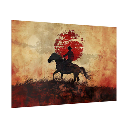 Dynamic Rodeo Scene: Earthy Tones of a Thrilling Ride - Poster