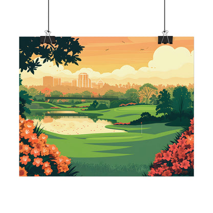 Retro Golf Illustration: Augusta National Georgia - Poster