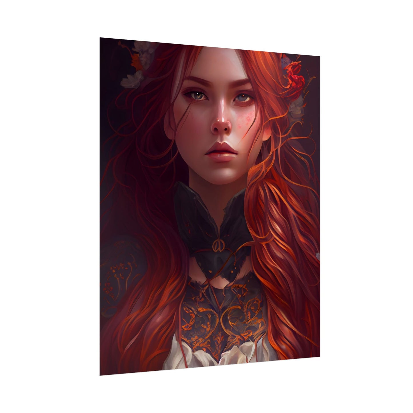 Redhead Female Portrait in a Dress - Poster