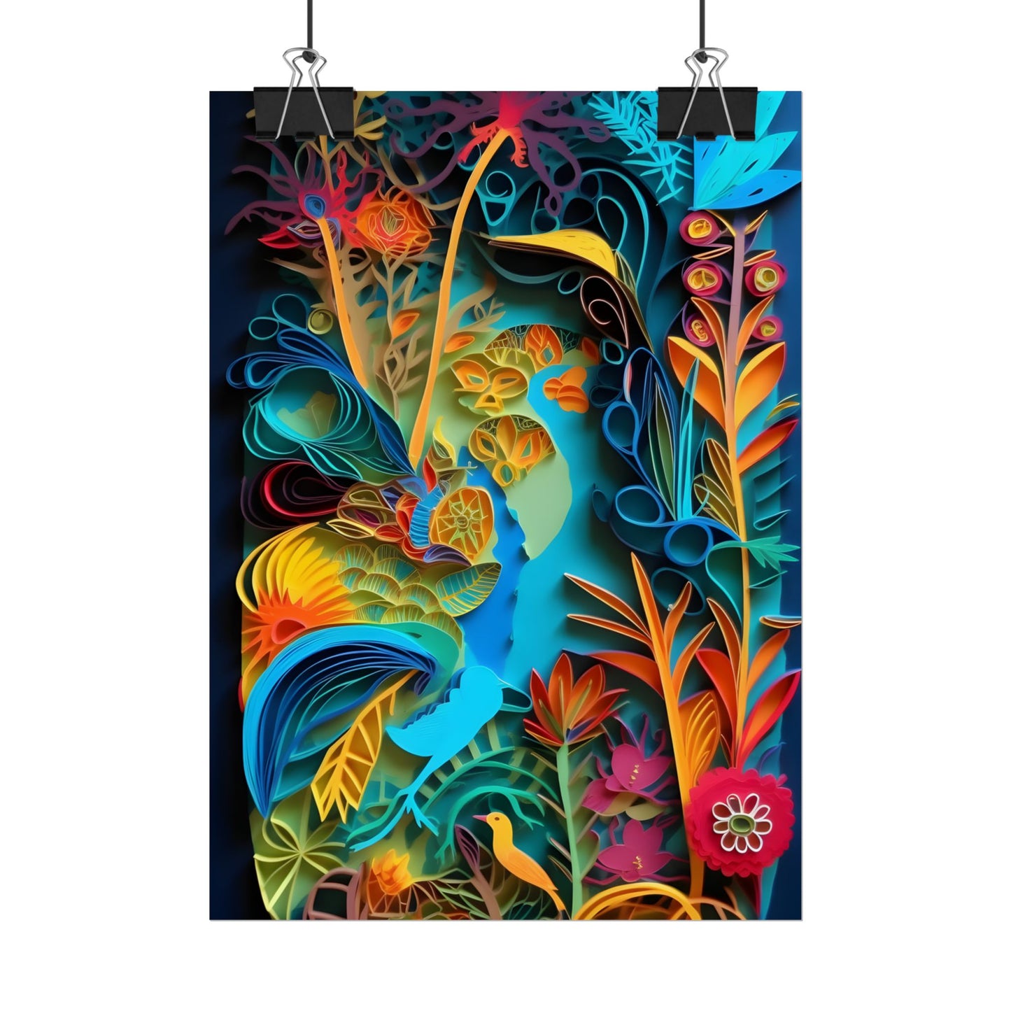 Indian Quilled Landscape: Colorful Paper Art - Poster