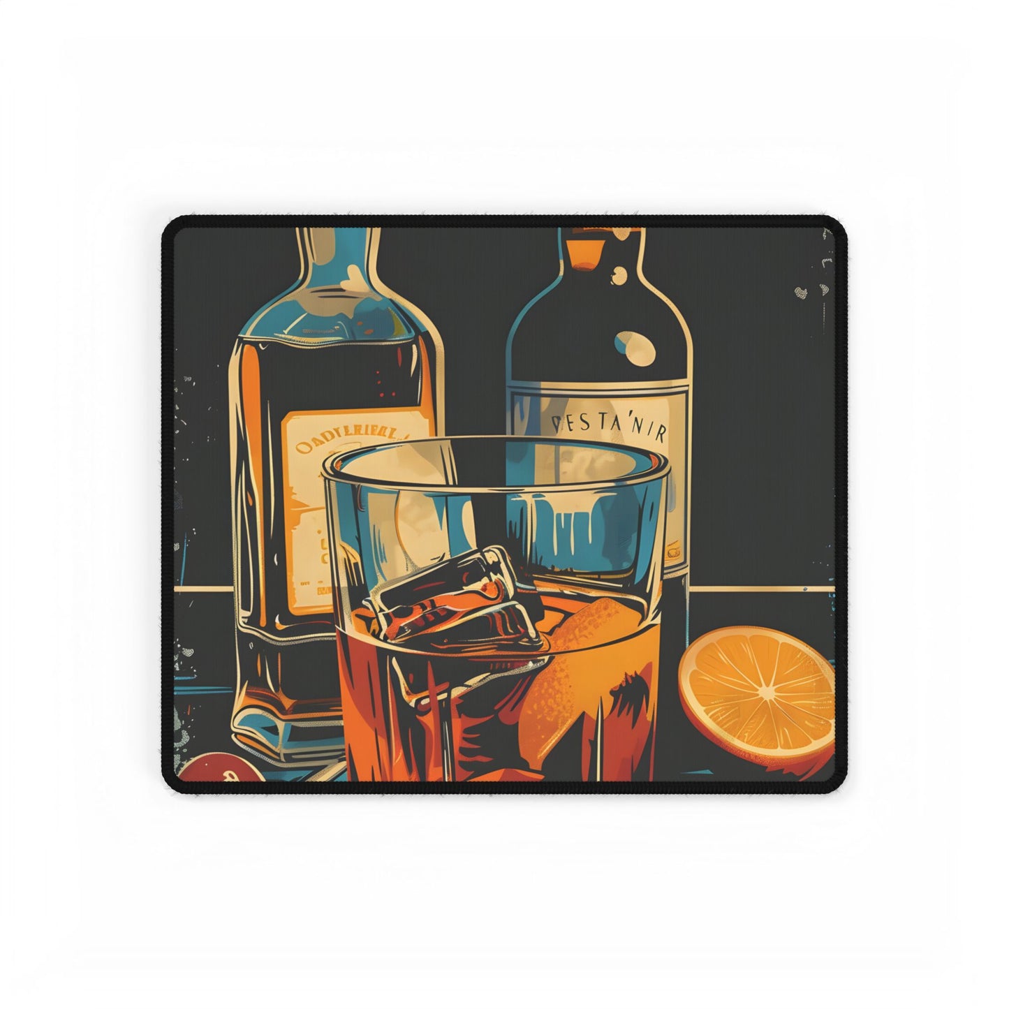 Vintage Cocktail Hour: Old-Fashioned Glass Artwork - Desk Mat