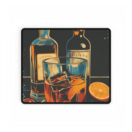 Vintage Cocktail Hour: Old-Fashioned Glass Artwork - Desk Mat