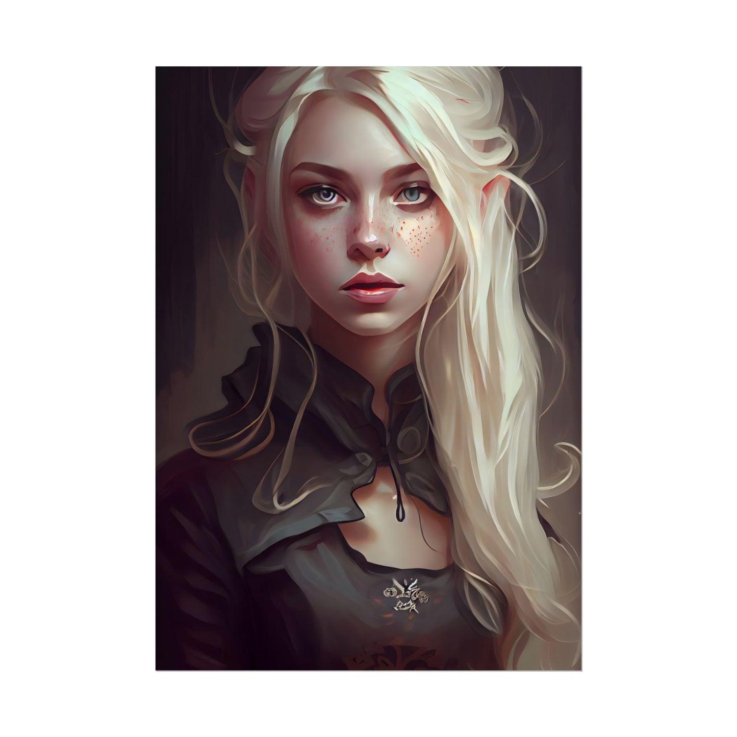 Blonde Portrait: Elegant Woman in Black Dress - Poster