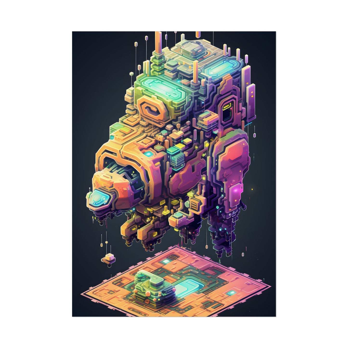 Pixel Punk Pets: Digital Artwork of Cyber-Pets in Pixelated World - Poster