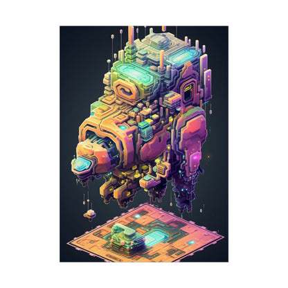 Pixel Punk Pets: Digital Artwork of Cyber-Pets in Pixelated World - Poster