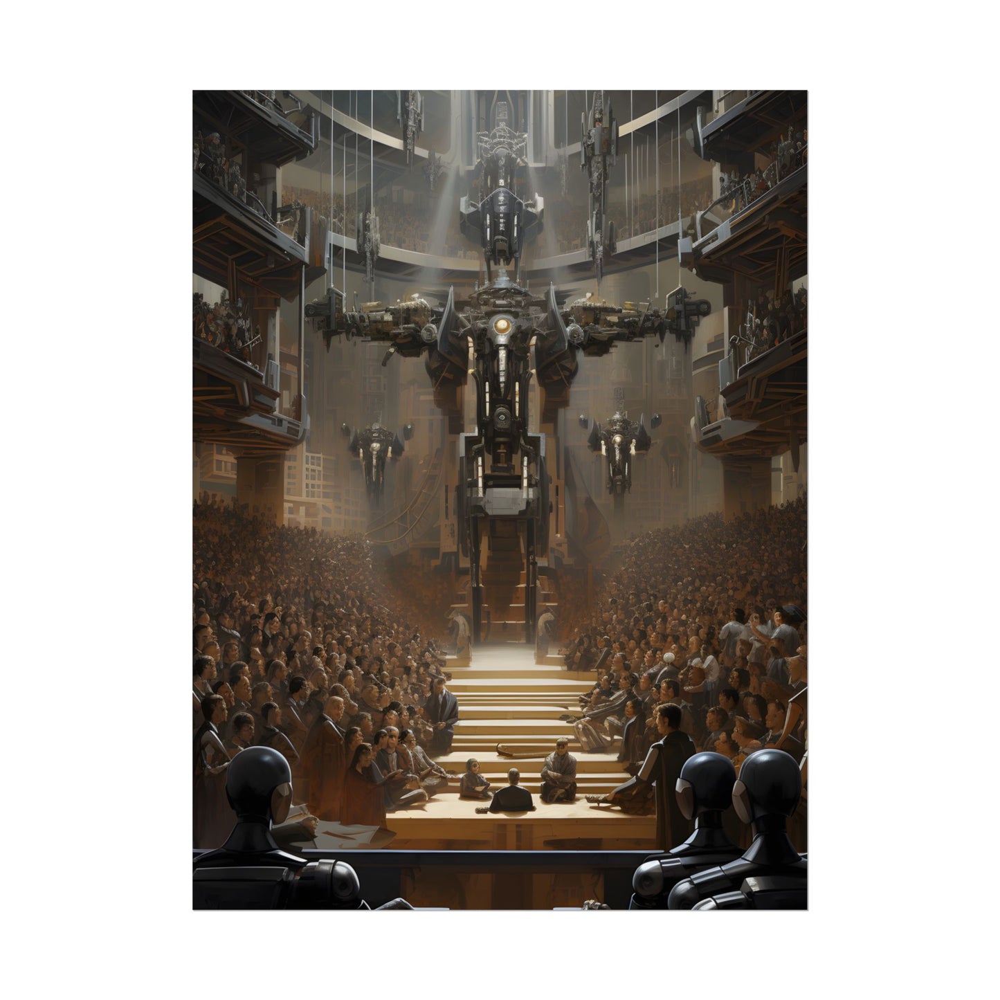 Robot Symphony: Elevated View of Robot Orchestra - Poster