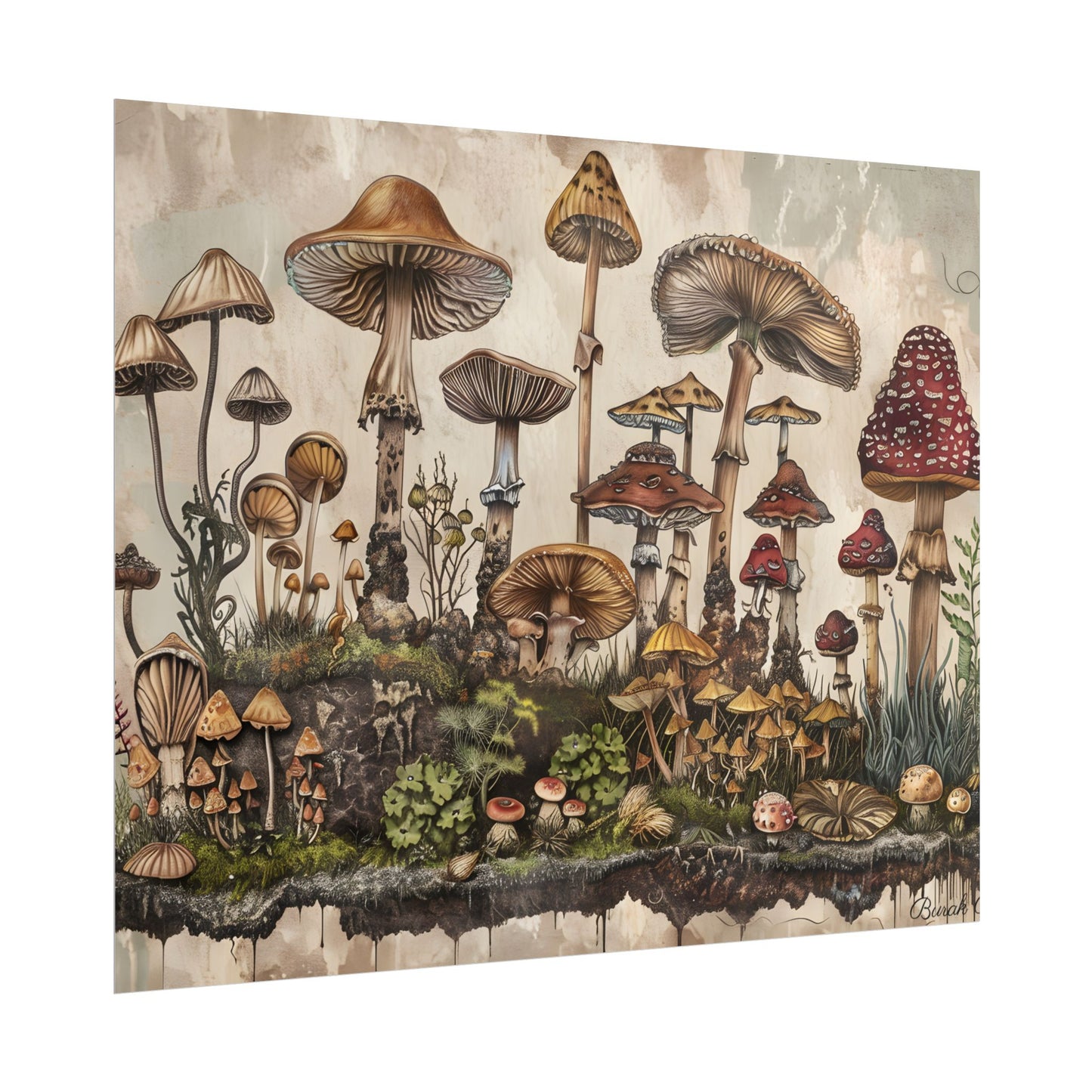 Vintage Mushroom Illustrations: A Collection of Unique Fungi - Poster