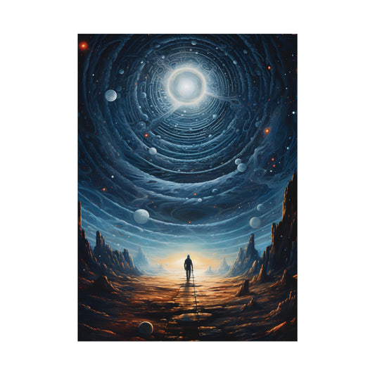 Cosmic Pioneer: Space Explorer with American Flag Digital Art - Poster