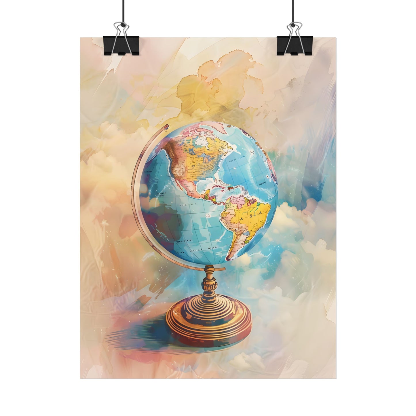 Vintage Globe Adventure: 80 Iconic Landmarks on a Classic Map - Poster