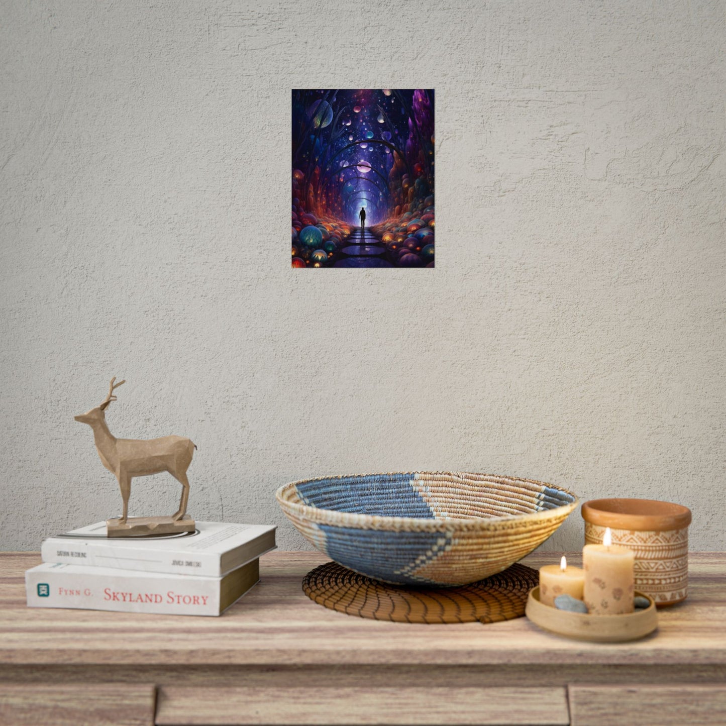 Celestial Art Gallery: Indoor Space with Starry Canvas - Poster