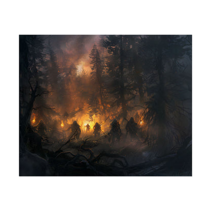 Tranquil Forest Sunset: People Connecting with Nature - Poster