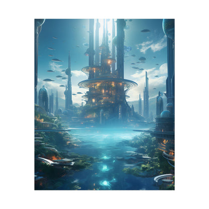 Underwater Futuristic City: Submerged Metropol Digital Artwork - Poster