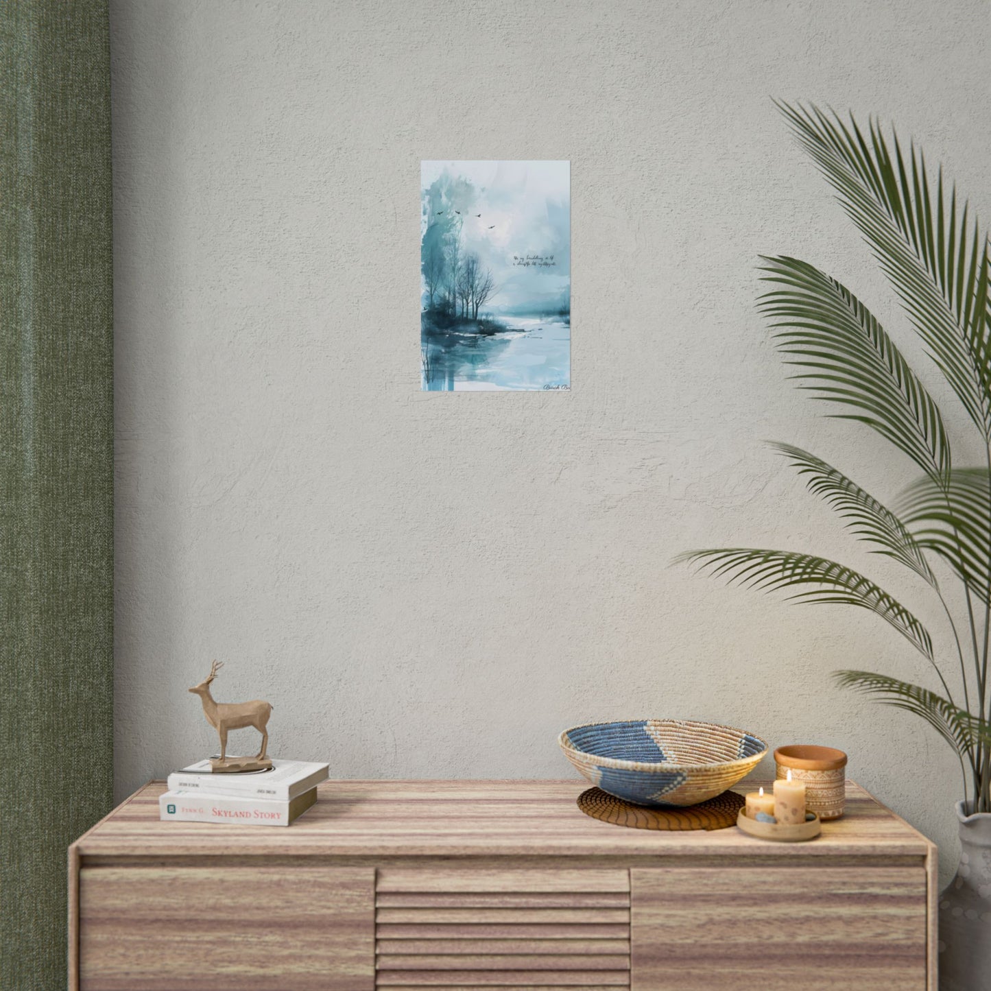 Serene Landscape: A Peaceful Nature Scene with Inspirational Quote - Poster