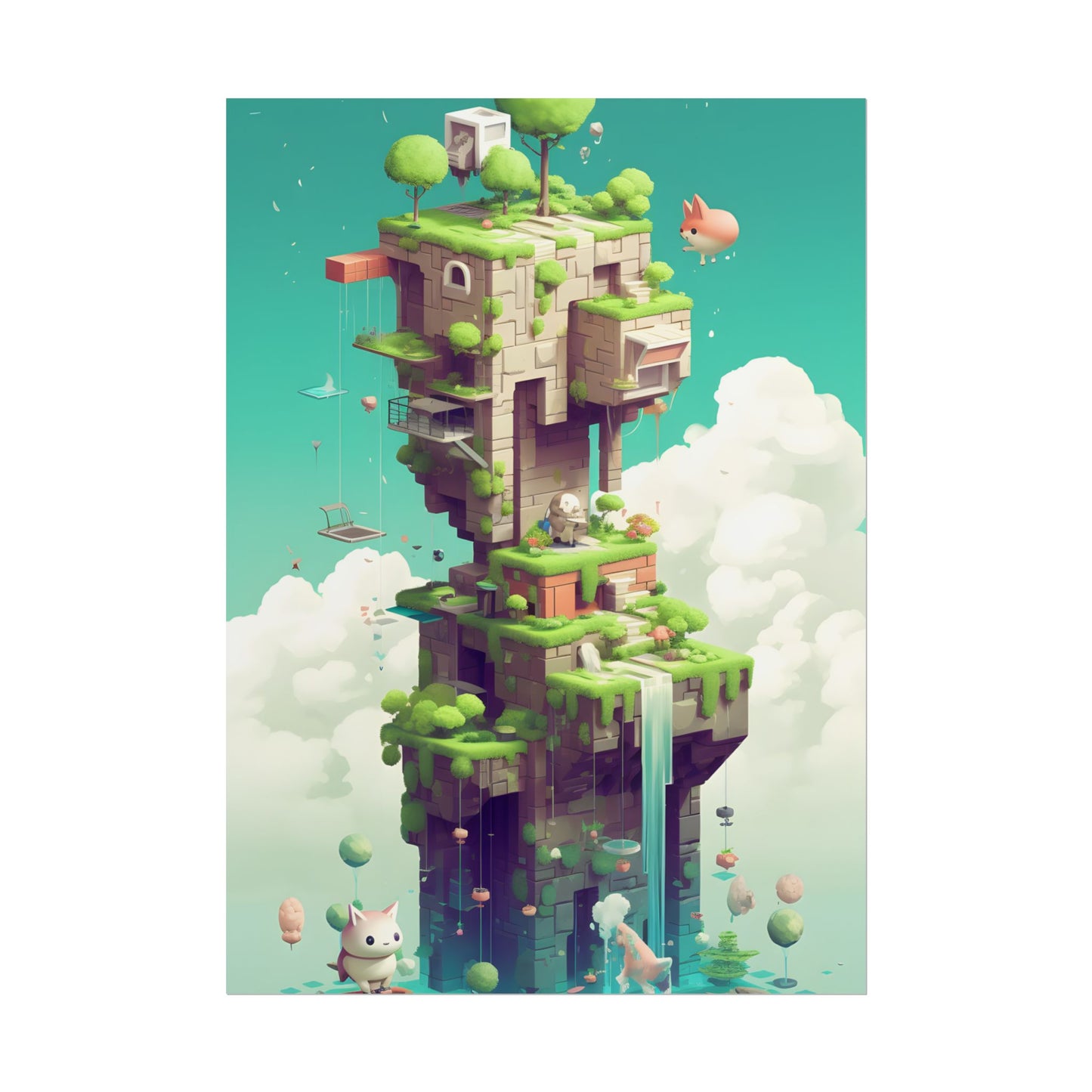 Pixelated Cyber-Pet World: A Group of Colorful Creatures - Poster