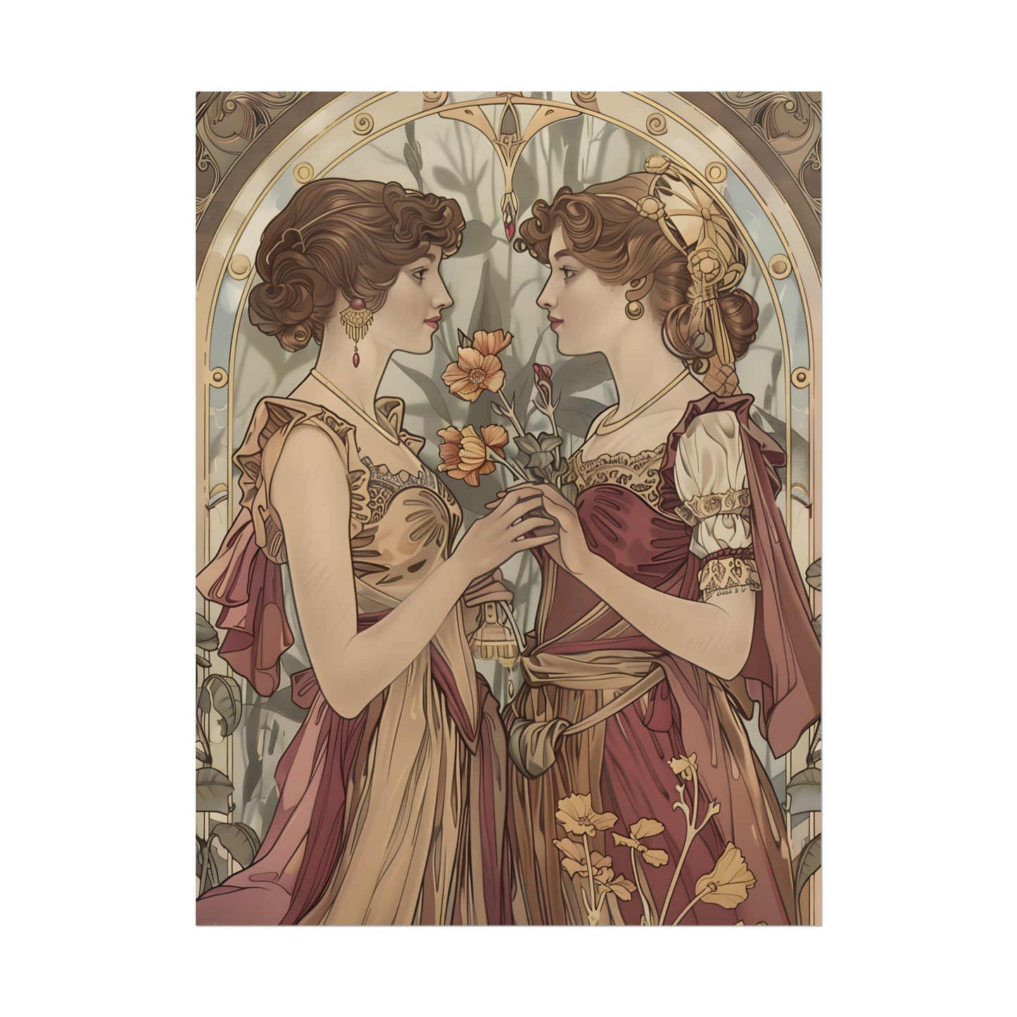 Middle Eastern Floral Beauty: Traditional Attire Digital Art - Poster