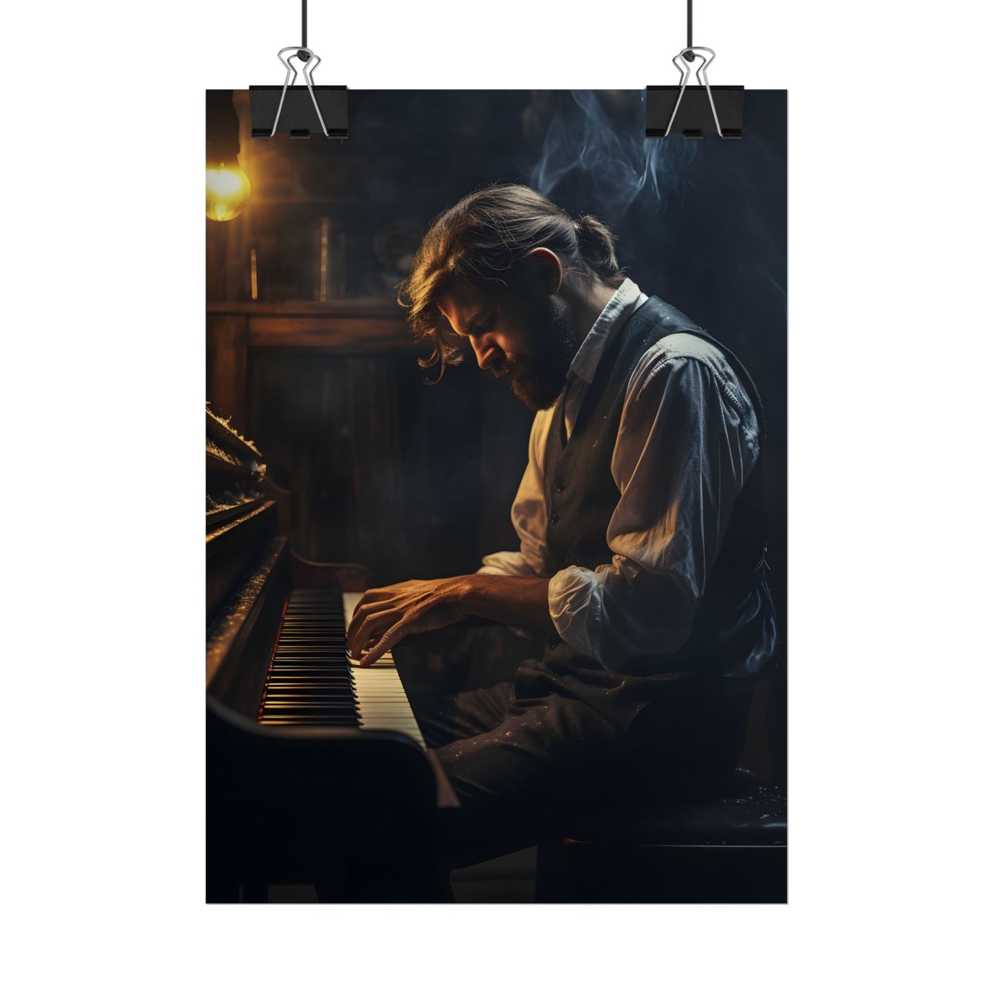 Mysterious Piano Maestro: Musical Artwork - Poster
