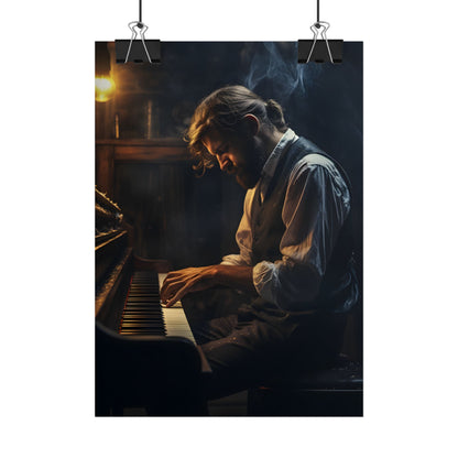 Mysterious Piano Maestro: Musical Artwork - Poster