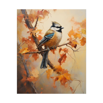 Vibrant Oak Branch: Colorful Leaves Oil Painting - Poster