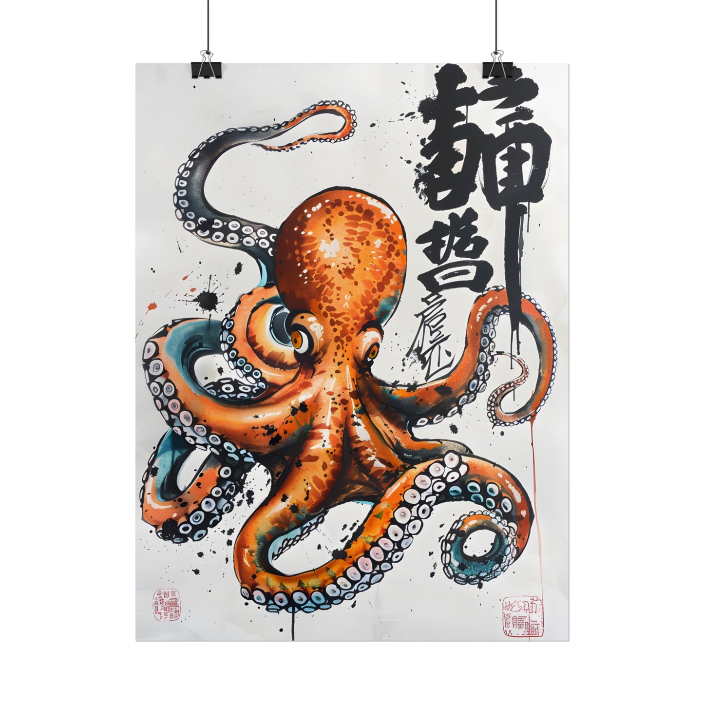 Japanese Ukiyo-e Octopus: Traditional Artwork Print - Poster